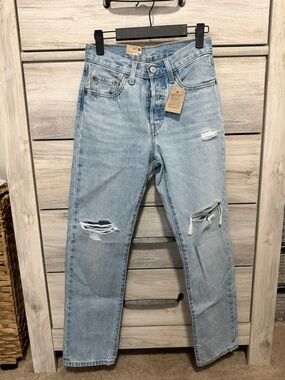 Levi's Light Blue Straight Leg Ripped Jeans